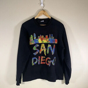 Vintage San Diego Graphic Print Long Sleeve Crew Neck Sweatshirt Size Large
